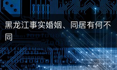 黑龙江事实婚姻、同居有何不同