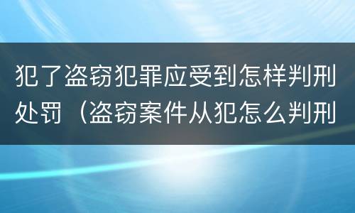 犯了盗窃犯罪应受到怎样判刑处罚（盗窃案件从犯怎么判刑）