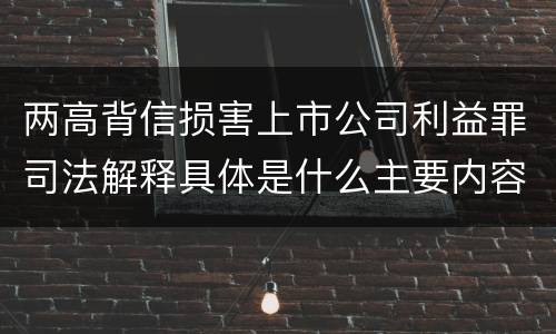 两高背信损害上市公司利益罪司法解释具体是什么主要内容
