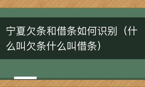 宁夏欠条和借条如何识别（什么叫欠条什么叫借条）