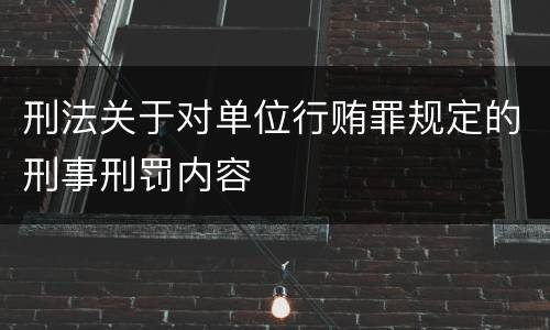 刑法关于对单位行贿罪规定的刑事刑罚内容