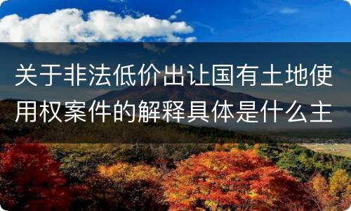 关于非法低价出让国有土地使用权案件的解释具体是什么主要规定