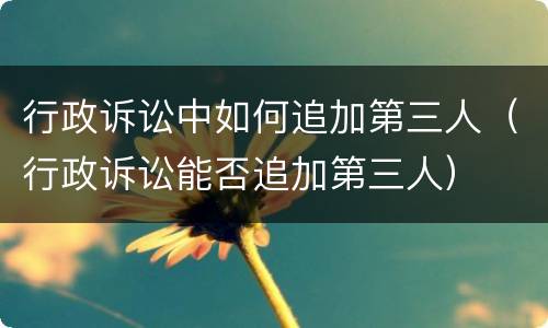 行政诉讼中如何追加第三人（行政诉讼能否追加第三人）