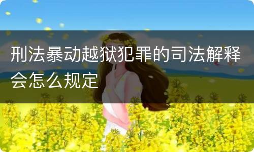 刑法暴动越狱犯罪的司法解释会怎么规定