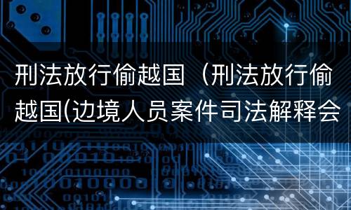 刑法放行偷越国（刑法放行偷越国(边境人员案件司法解释会如何规定）
