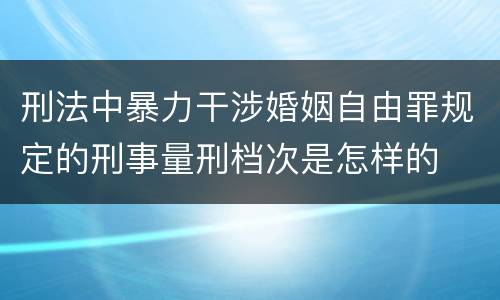 刑法中暴力干涉婚姻自由罪规定的刑事量刑档次是怎样的