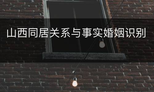 山西同居关系与事实婚姻识别
