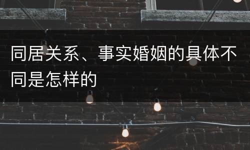 同居关系、事实婚姻的具体不同是怎样的