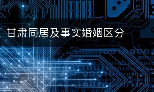 甘肃同居及事实婚姻区分