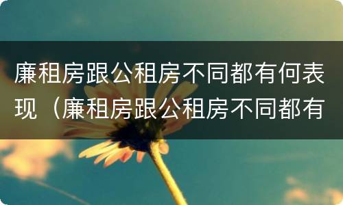 廉租房跟公租房不同都有何表现（廉租房跟公租房不同都有何表现和影响）