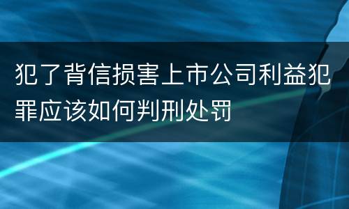 犯了背信损害上市公司利益犯罪应该如何判刑处罚