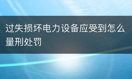过失损坏电力设备应受到怎么量刑处罚