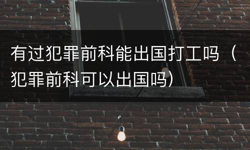 有过犯罪前科能出国打工吗（犯罪前科可以出国吗）