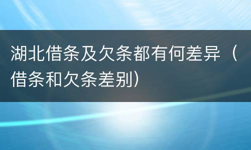 湖北借条及欠条都有何差异（借条和欠条差别）