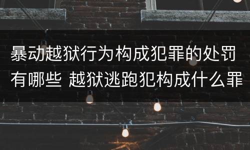 暴动越狱行为构成犯罪的处罚有哪些 越狱逃跑犯构成什么罪