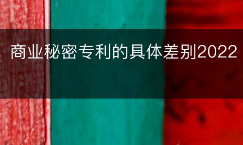 商业秘密专利的具体差别2022