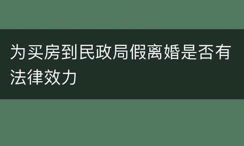 为买房到民政局假离婚是否有法律效力