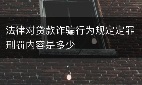 法律对贷款诈骗行为规定定罪刑罚内容是多少