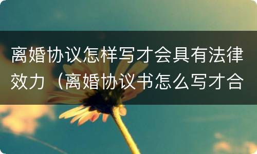 离婚协议怎样写才会具有法律效力（离婚协议书怎么写才合法）