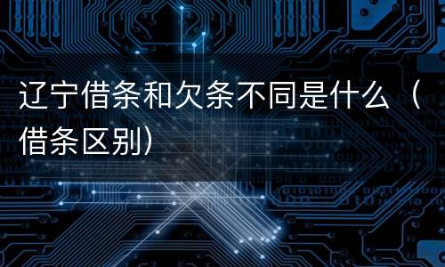 辽宁借条和欠条不同是什么（借条区别）