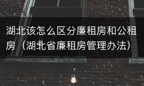 湖北该怎么区分廉租房和公租房（湖北省廉租房管理办法）