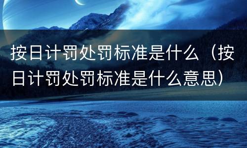 按日计罚处罚标准是什么（按日计罚处罚标准是什么意思）