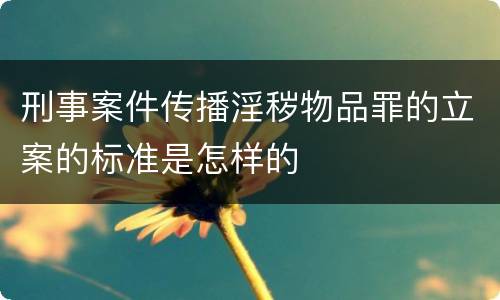 刑事案件传播淫秽物品罪的立案的标准是怎样的