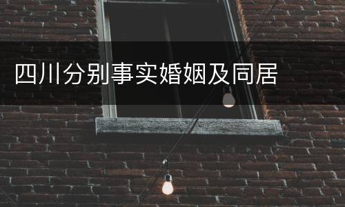 四川分别事实婚姻及同居