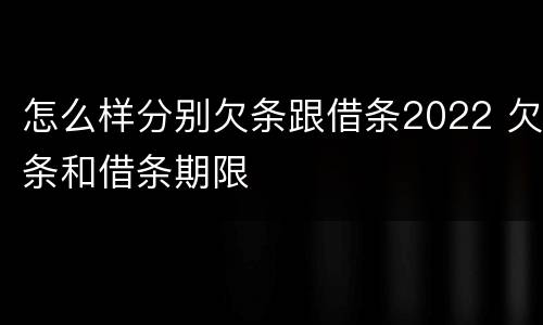 怎么样分别欠条跟借条2022 欠条和借条期限