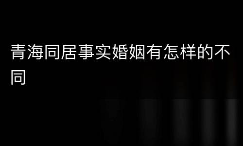 青海同居事实婚姻有怎样的不同