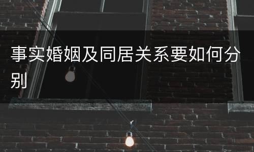 事实婚姻及同居关系要如何分别