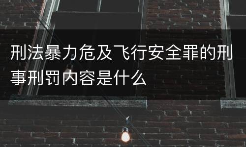 刑法暴力危及飞行安全罪的刑事刑罚内容是什么