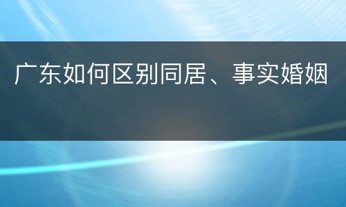 广东如何区别同居、事实婚姻