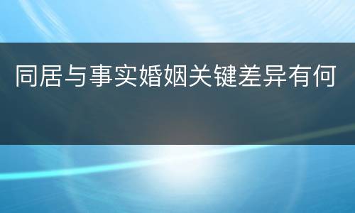 同居与事实婚姻关键差异有何