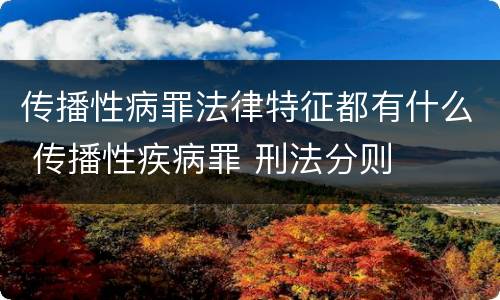 传播性病罪法律特征都有什么 传播性疾病罪 刑法分则