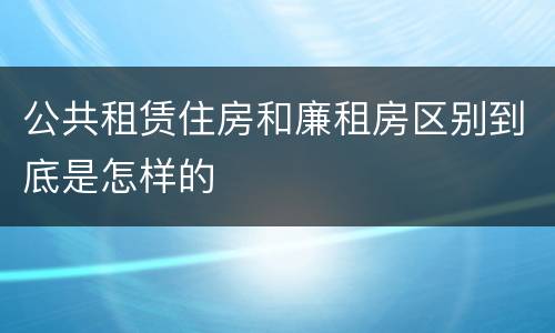 公共租赁住房和廉租房区别到底是怎样的