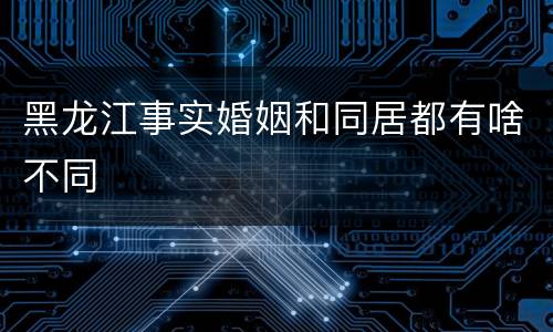 黑龙江事实婚姻和同居都有啥不同