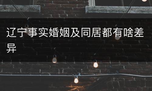 辽宁事实婚姻及同居都有啥差异
