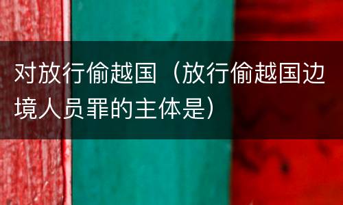 对放行偷越国（放行偷越国边境人员罪的主体是）