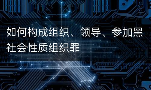 如何构成组织、领导、参加黑社会性质组织罪