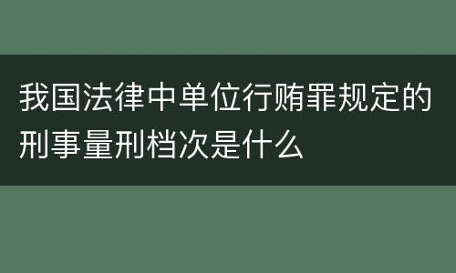我国法律中单位行贿罪规定的刑事量刑档次是什么