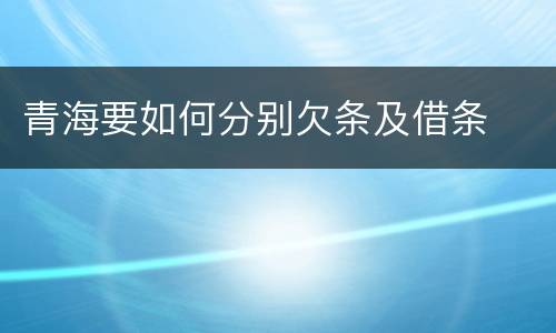 青海要如何分别欠条及借条