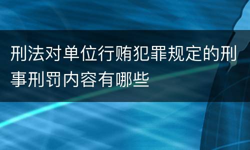 刑法对单位行贿犯罪规定的刑事刑罚内容有哪些