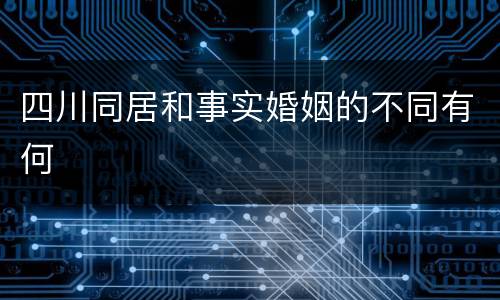 四川同居和事实婚姻的不同有何