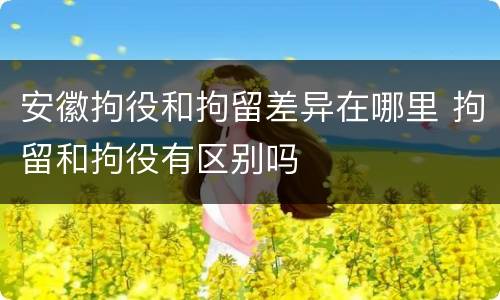 安徽拘役和拘留差异在哪里 拘留和拘役有区别吗