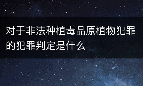 对于非法种植毒品原植物犯罪的犯罪判定是什么