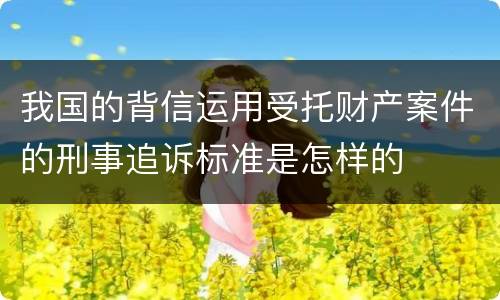 我国的背信运用受托财产案件的刑事追诉标准是怎样的