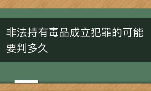 非法持有毒品成立犯罪的可能要判多久