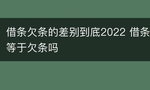 借条欠条的差别到底2022 借条等于欠条吗