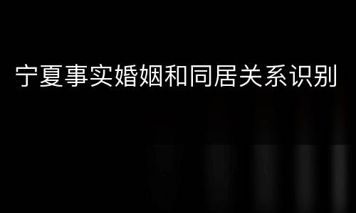 宁夏事实婚姻和同居关系识别